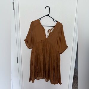 Mustard Seed Rust/Burnt Orange V-Neck Dress